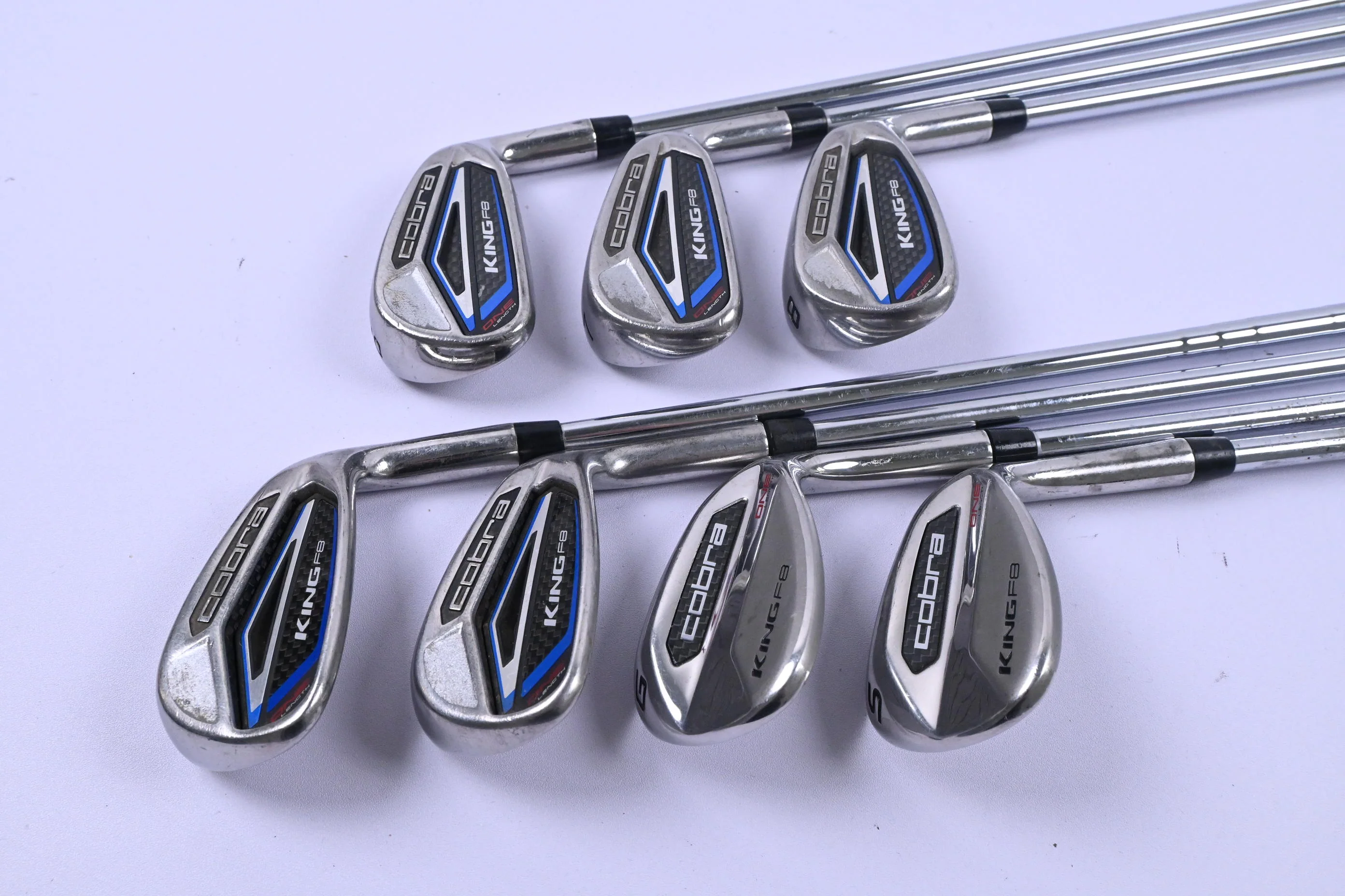 Cobra King F8 One Length Irons / 6-PW+GW+SW / Regular Flex One Flighted Shafts - Image 2