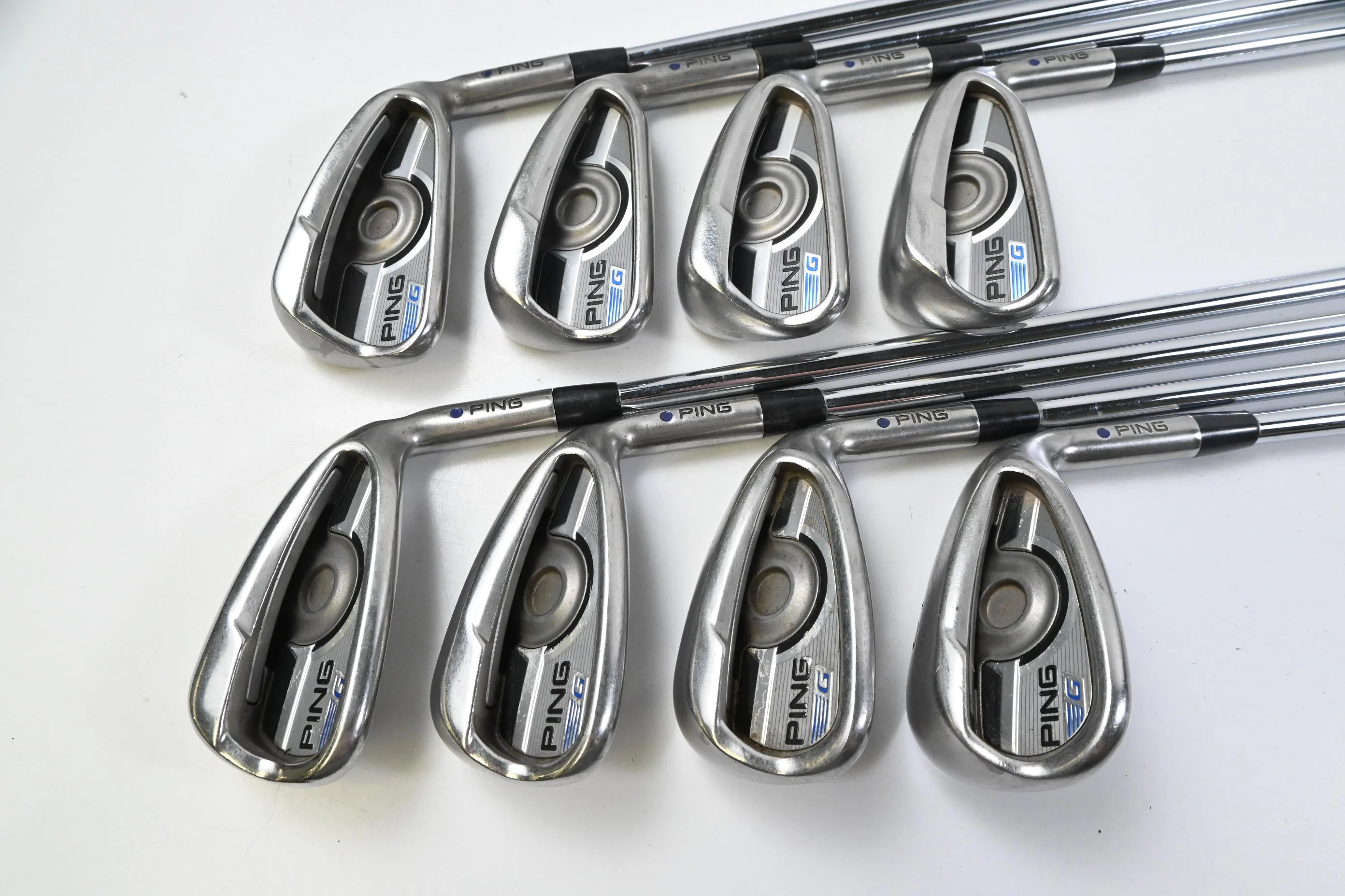 Ping G Series Irons / 4-PW+SW / Blue Dot / Regular Flex Ping AWT 2.0 Shafts - Image 2