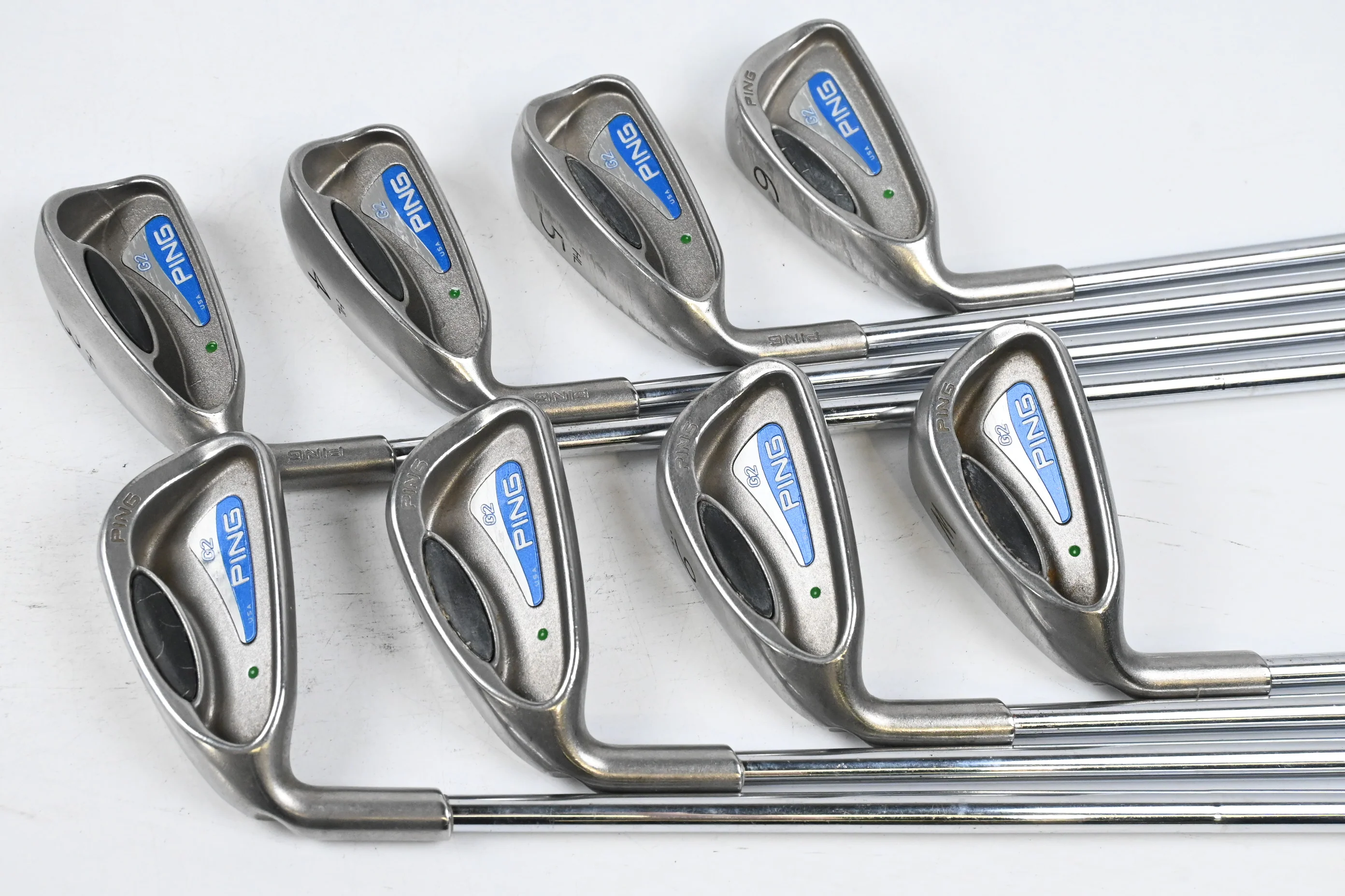 Left Hand Ping G2 Irons / 3-PW / Green Dot / Stiff Flex Steel Shafts - Image 2