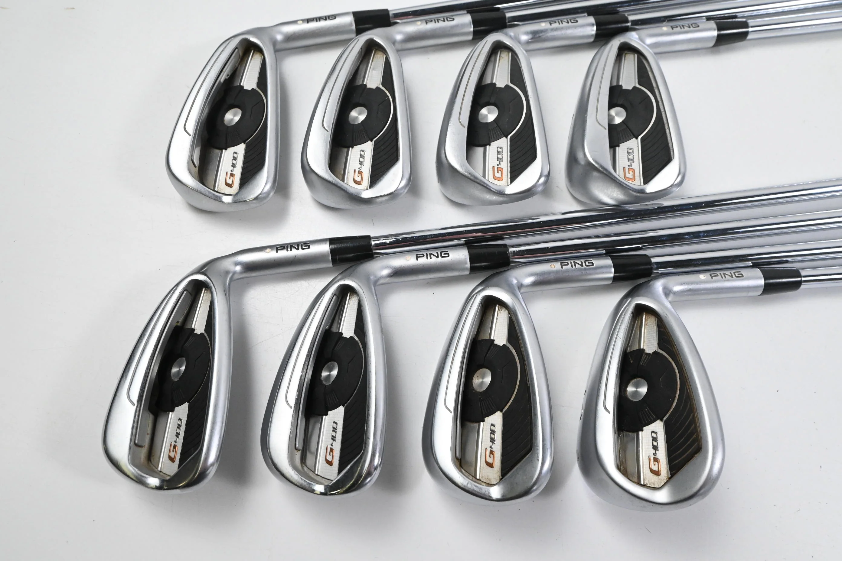 Ping G400 Irons / 4-PW+SW / White Dot / Regular Flex Ping AWT 2.0 Shafts - Image 2