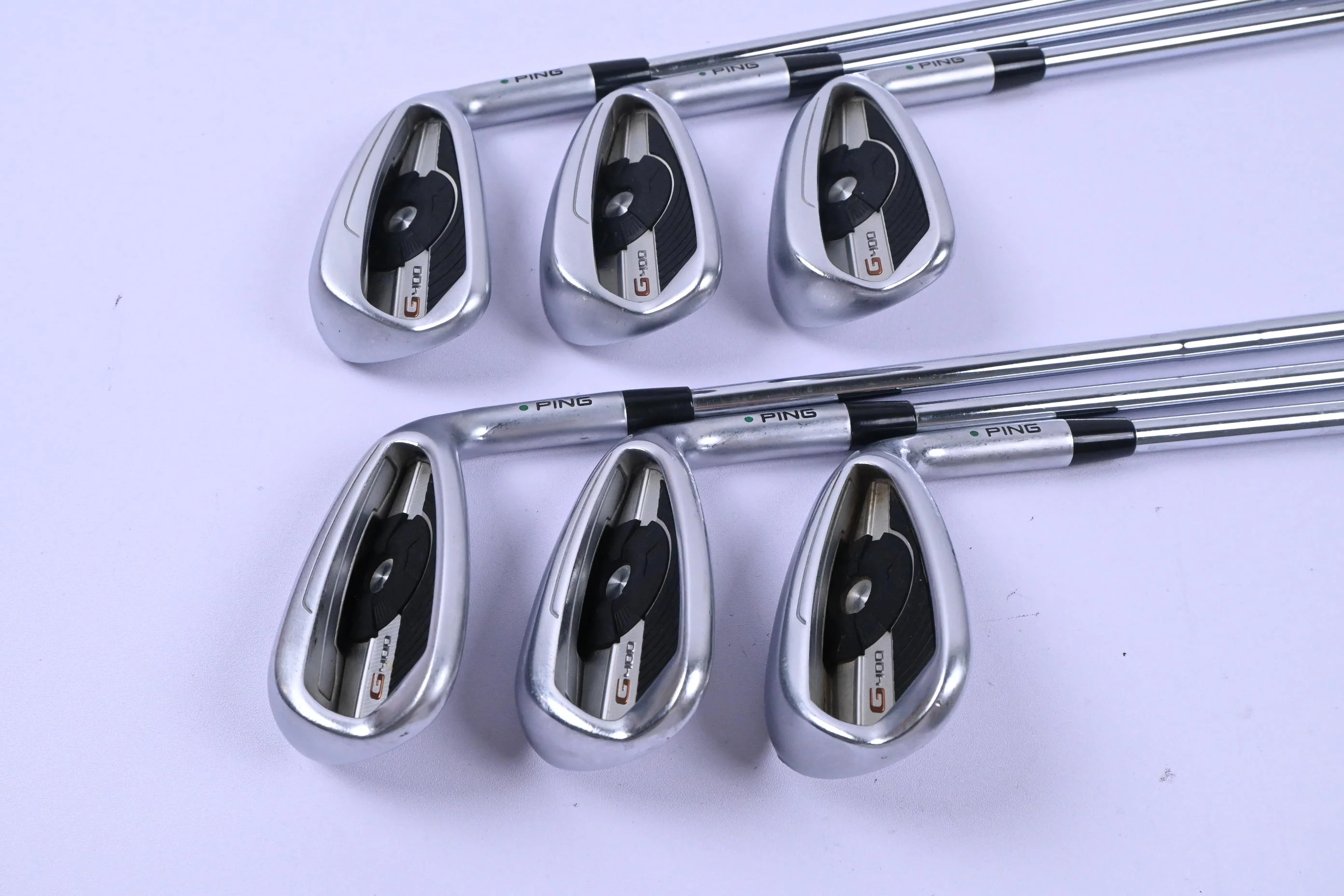 Ping G400 Irons / 7-PW+GW+SW / Green Dot / Regular Flex Ping CFS Shafts - Image 2