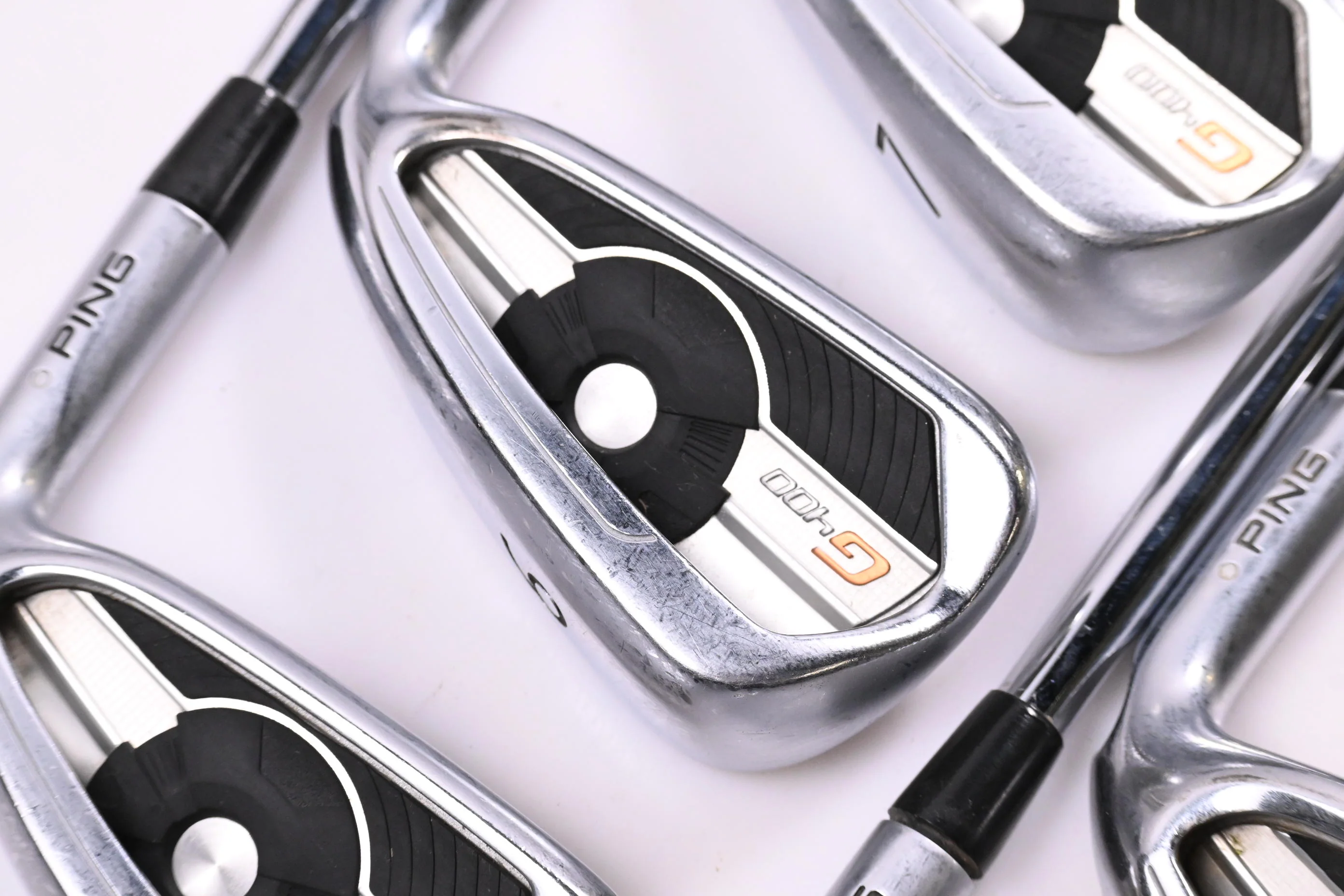 Ping G400 Irons / 5-PW+GW+SW / Silver Dot / Stiff Flex Ping AWT 2.0 Shafts