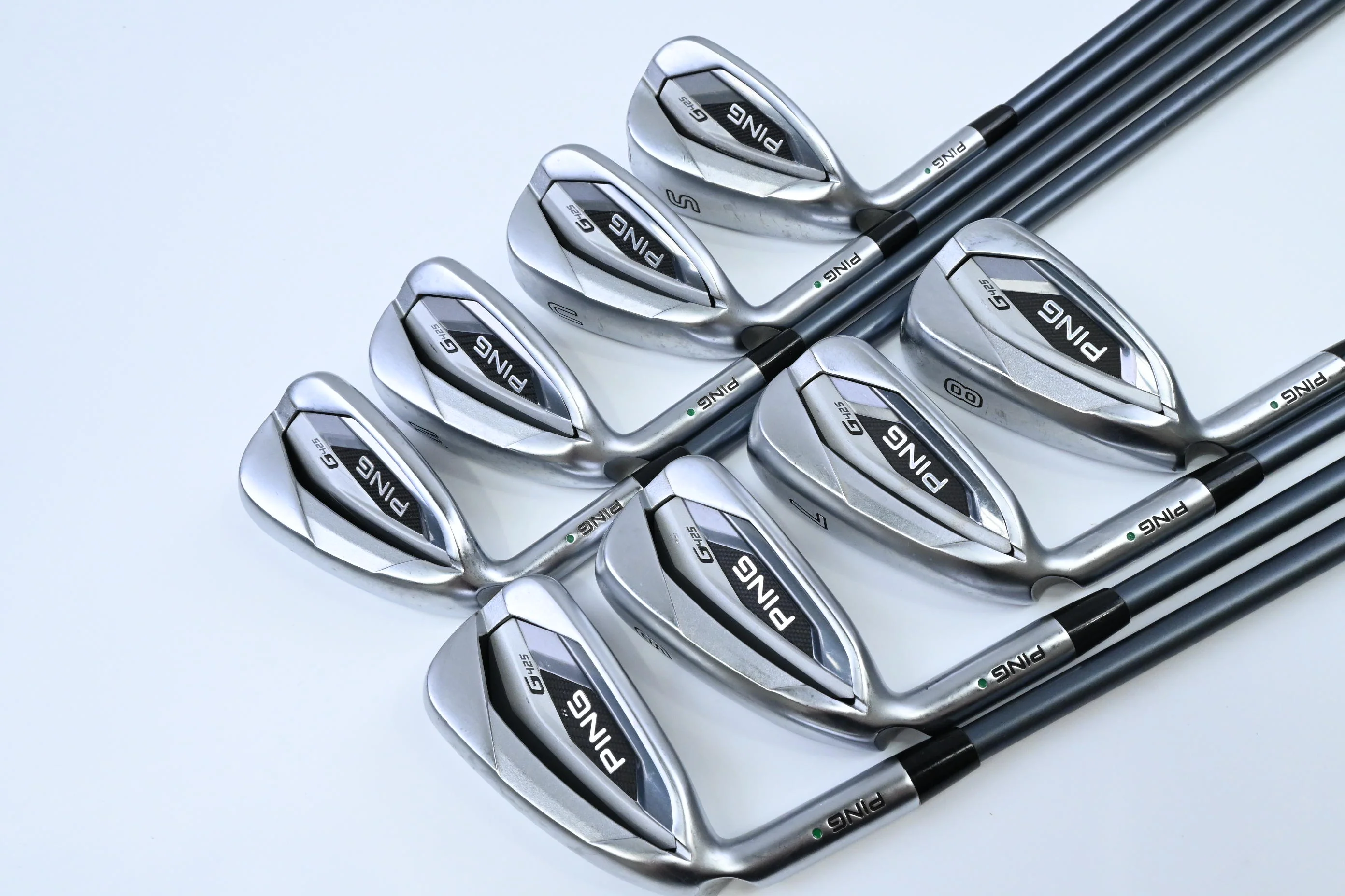 Left Hand Ping G425 Irons / 5-PW+UW+SW / Green Dot / Senior Flex Ping Alta CB - Image 2