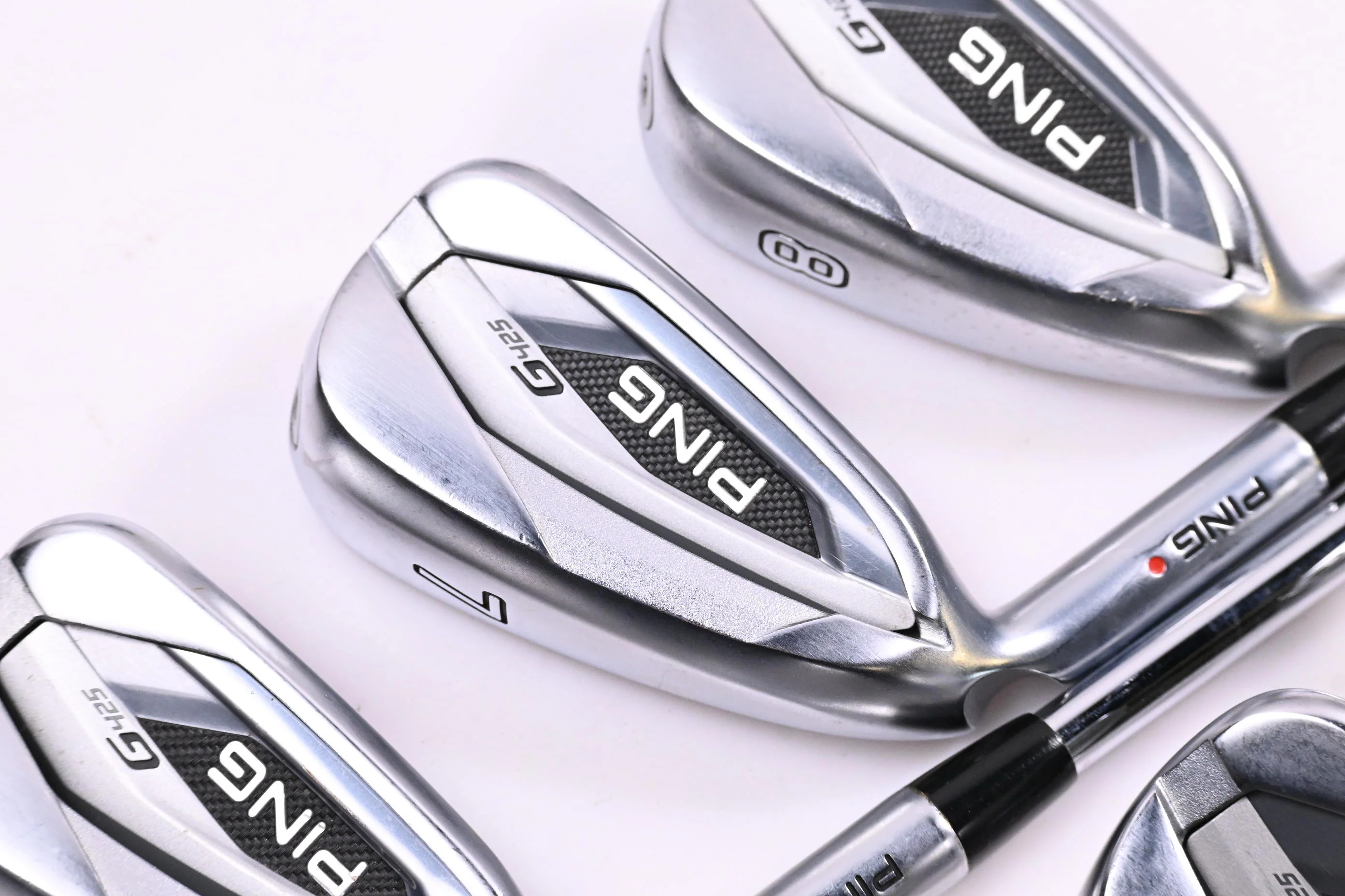 Left Hand Ping G425 Irons / 5-PW / Red Dot / Regular Flex Elevate MPH 95 Shafts