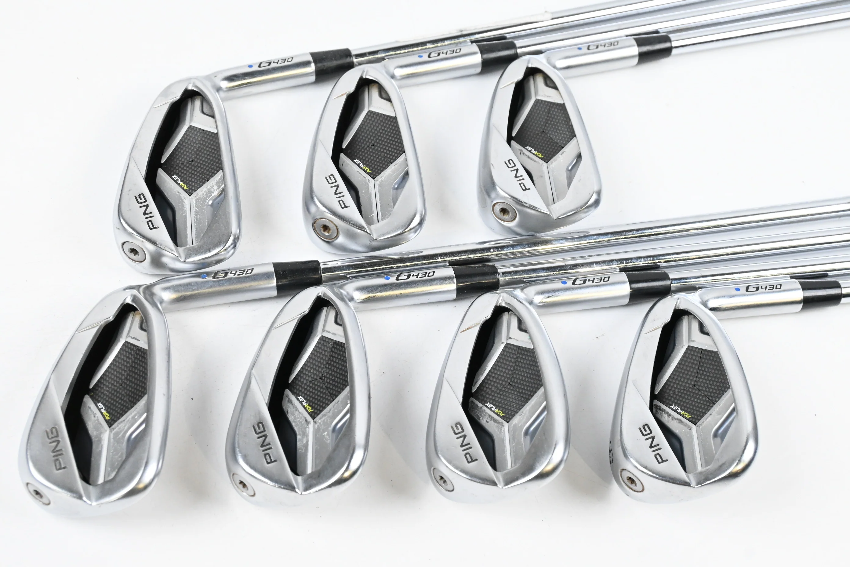 Ping G430 Irons / 5-PW+GW / Blue Dot / Regular Flex Ping AWT 2.0 Shafts - Image 2