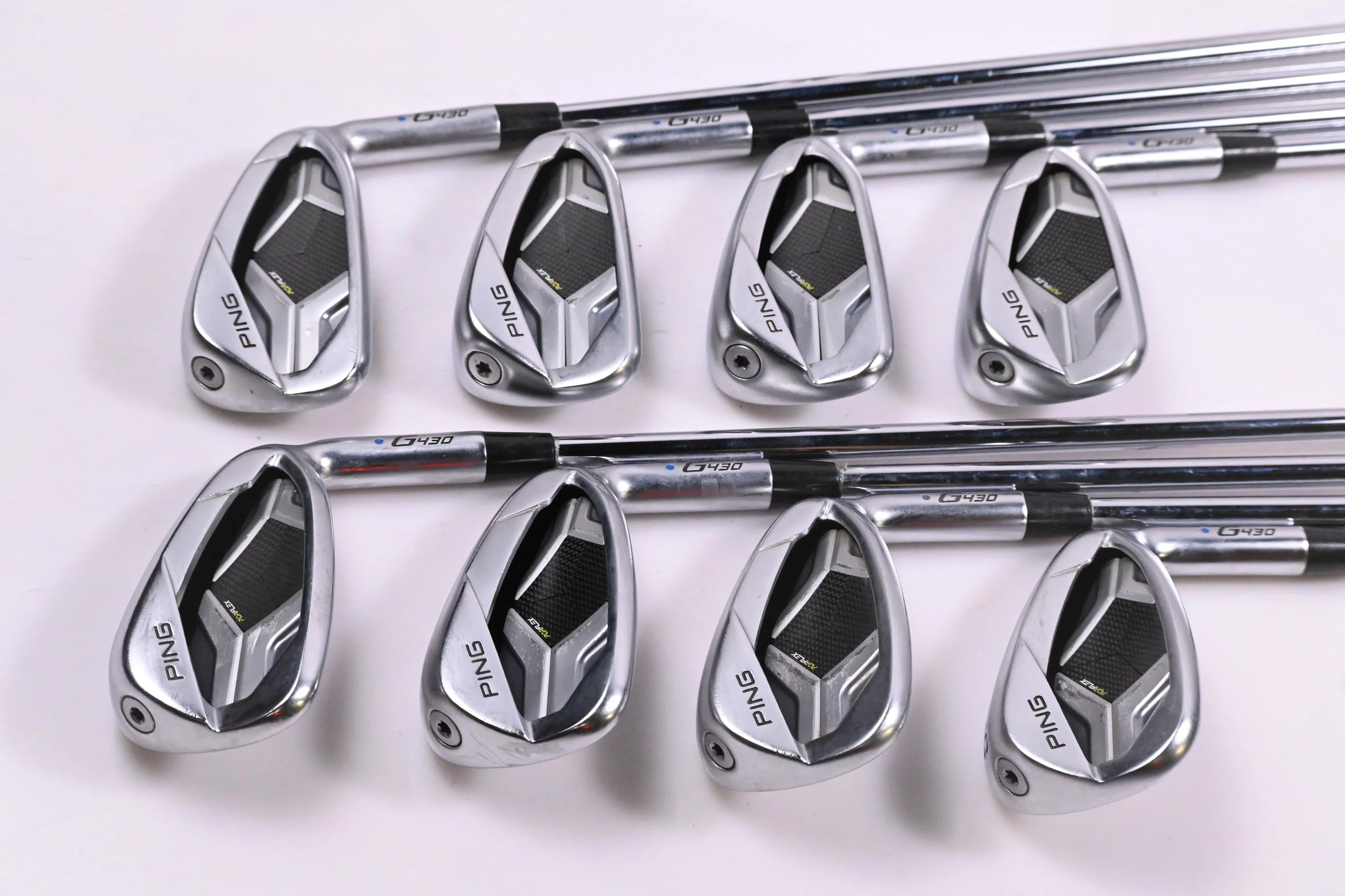 Ping G430 Irons / 4-PW+45° / Blue Dot / Regular Flex Ping AWT 2.0 Shafts - Image 2