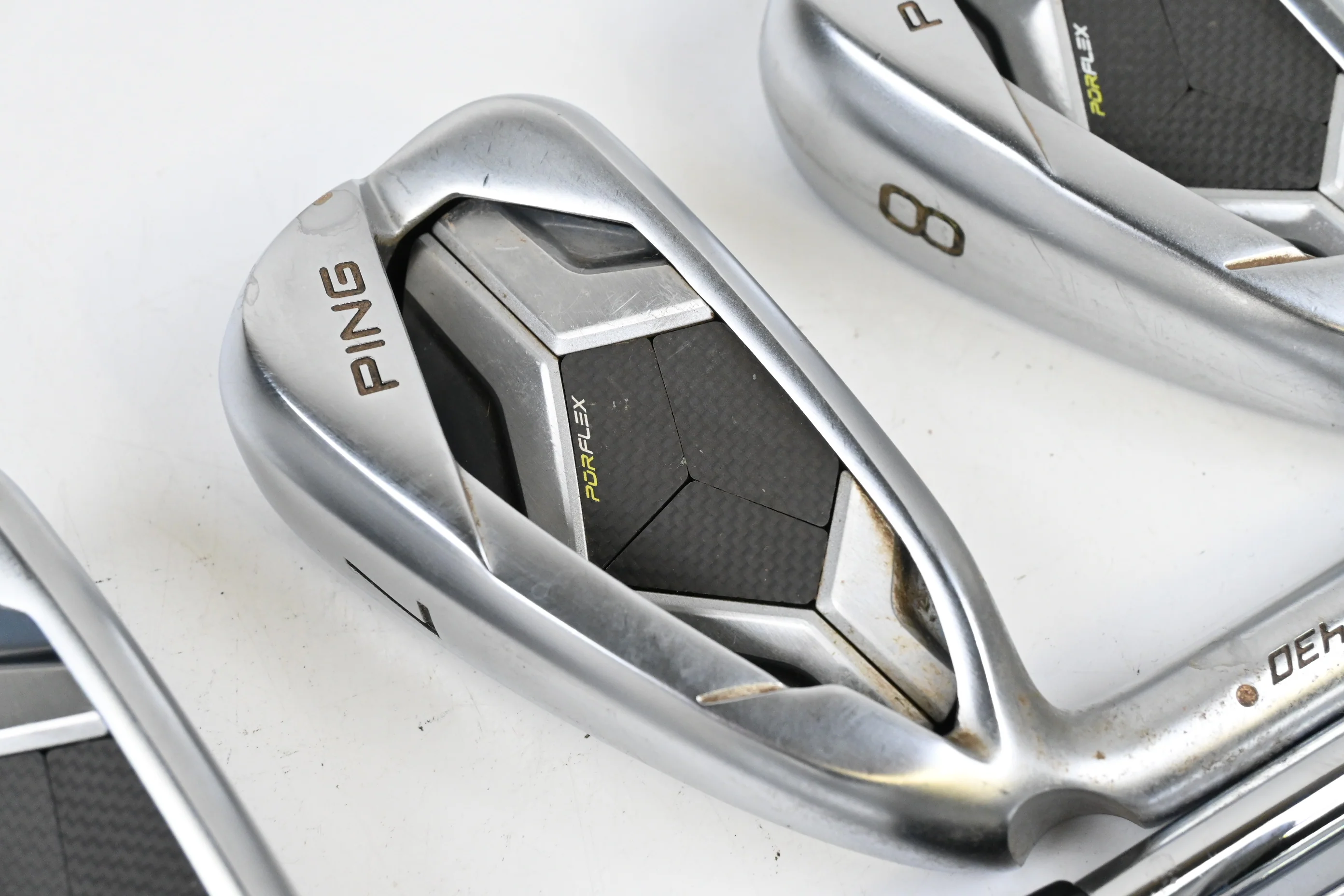 Left Hand Ping G430 Irons / 5-PW+GW+SW+LW / White Dot / Stiff Flex Ping AWT 2.0