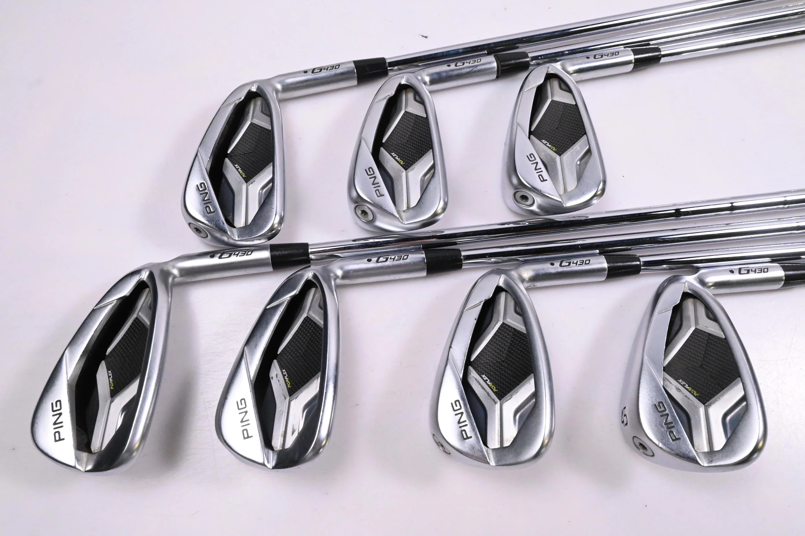 Ping G430 Irons / 5-PW+45° / Black Dot / Stiff Flex Ping AWT 2.0 Shafts - Image 2