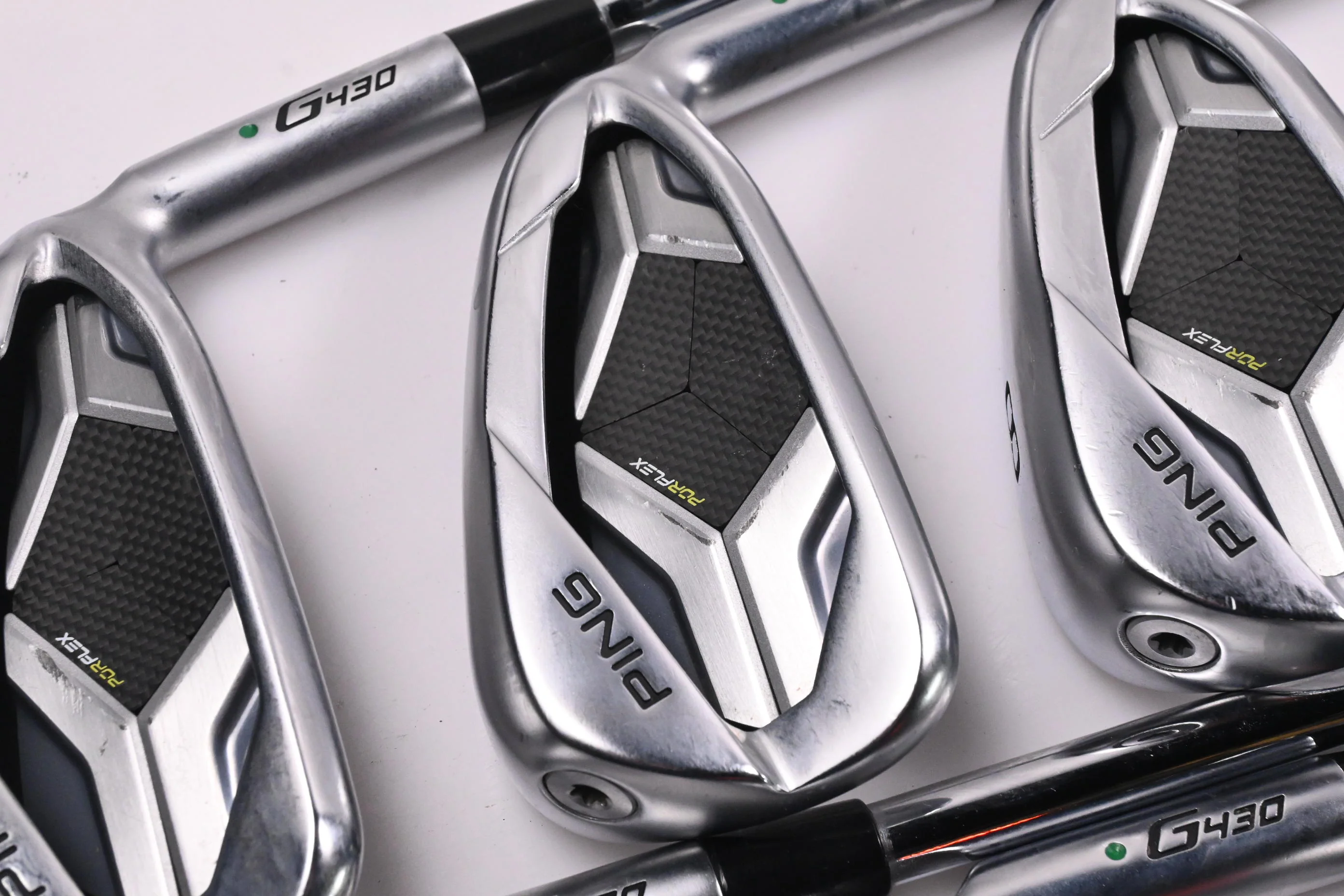 Ping G430 Irons / 6-PW+45° / Green Dot / Regular Flex Ping AWT 2.0 Shafts