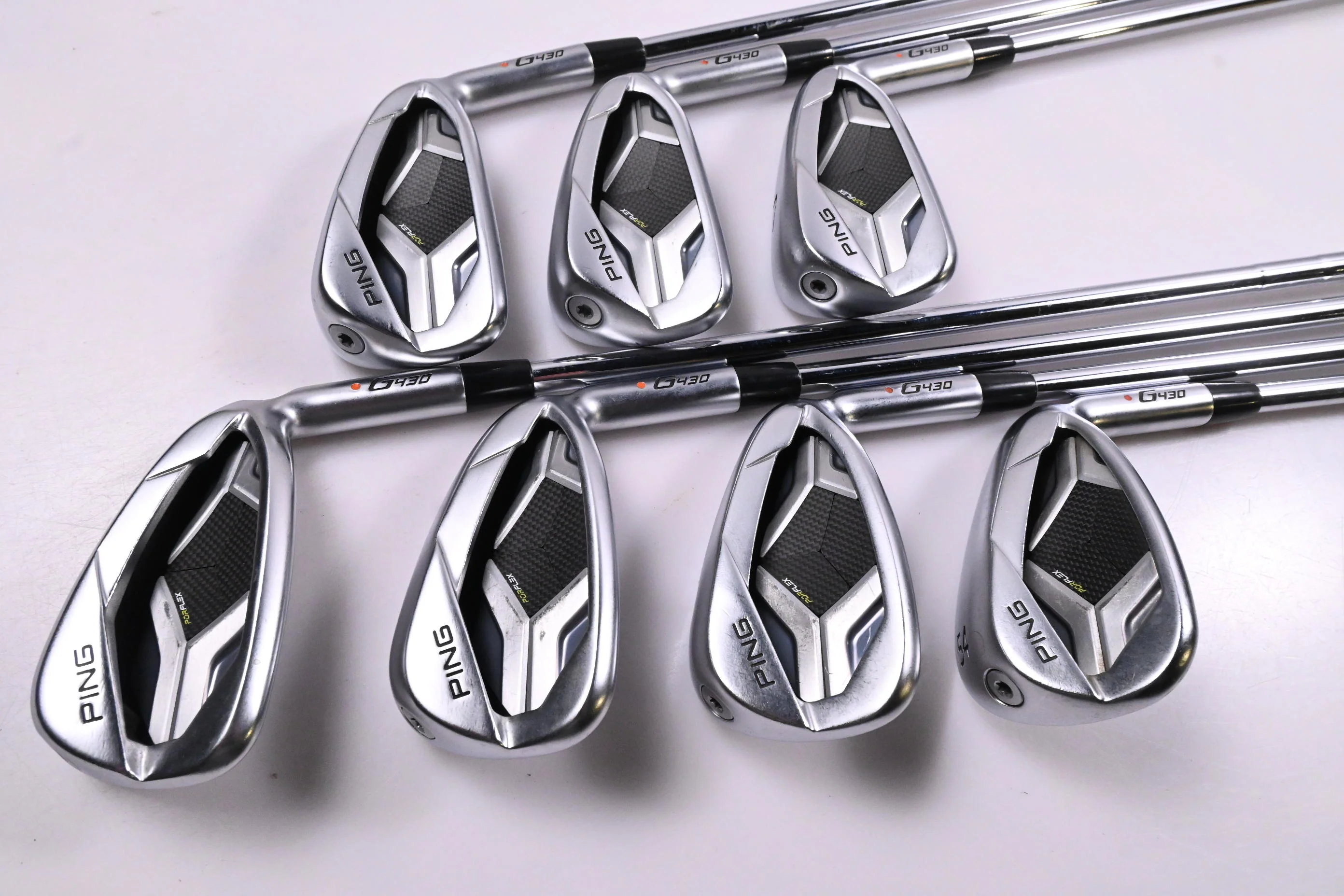 Ping G430 Irons / 5-PW+45° / Orange Dot / Regular Flex Elevate MPH 95 Shafts - Image 2