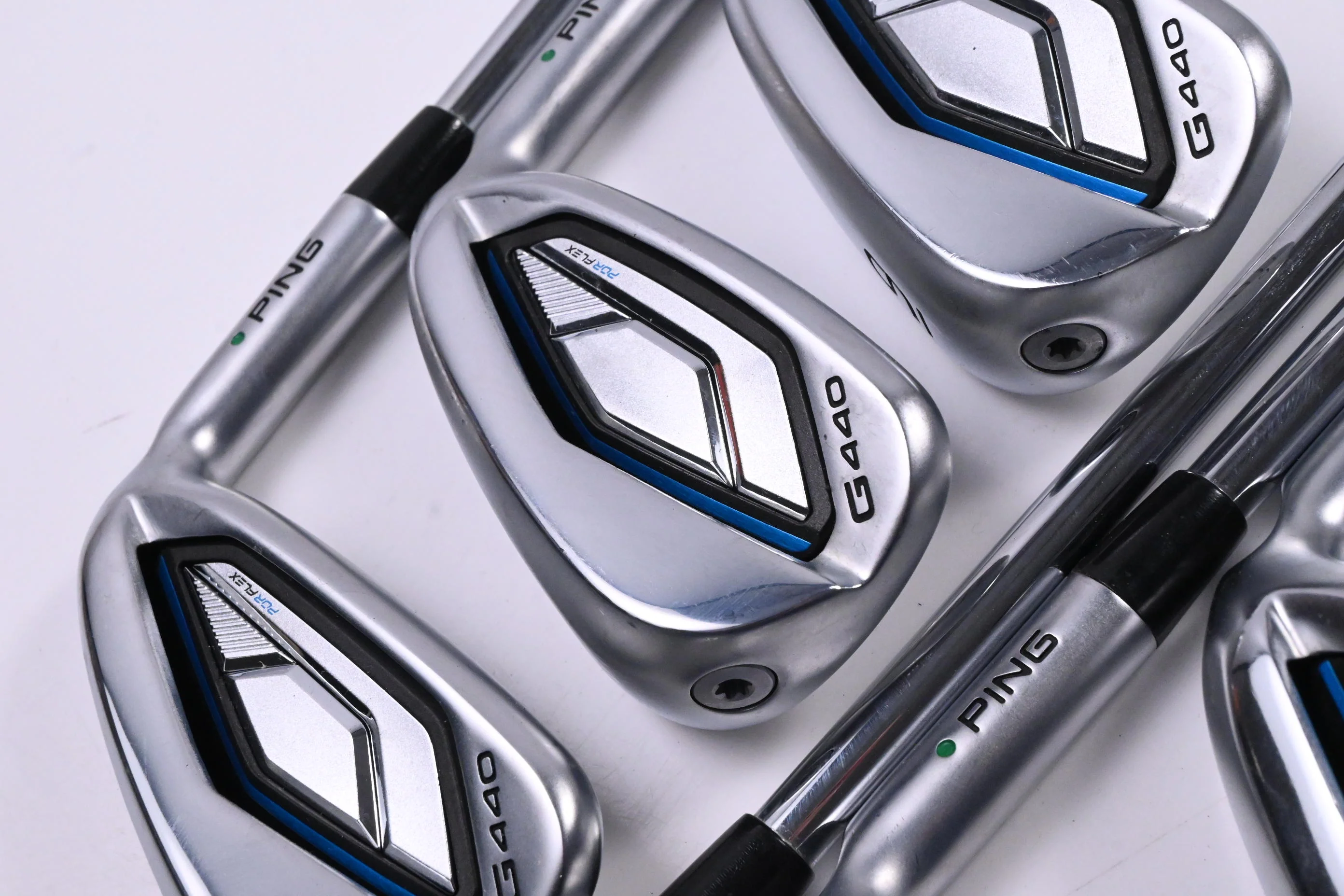 Ping G440 Irons / 7-PW+GW+52+56 / Green Dot / Regular Flex Ping AWT 3.0 Shafts