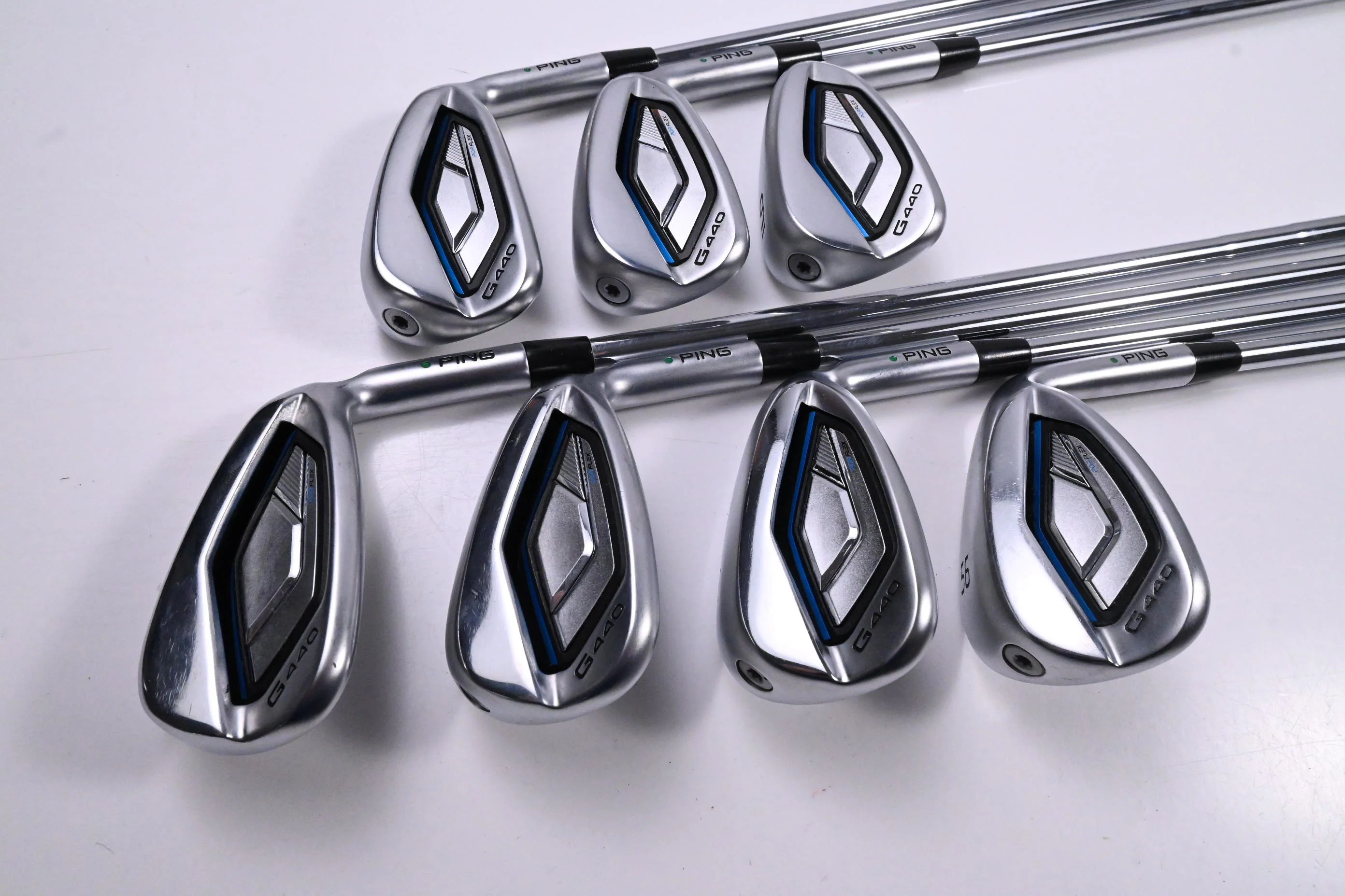 Ping G440 Irons / 7-PW+GW+52+56 / Green Dot / Regular Flex Ping AWT 3.0 Shafts - Image 2