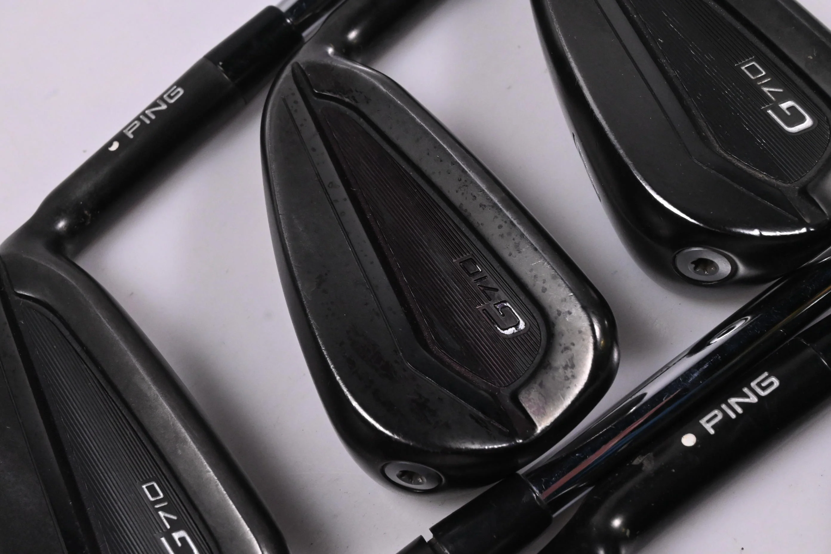 Ping G710 Irons / 5-PW / White Dot / Stiff Flex Ping AWT 2.0 Shafts