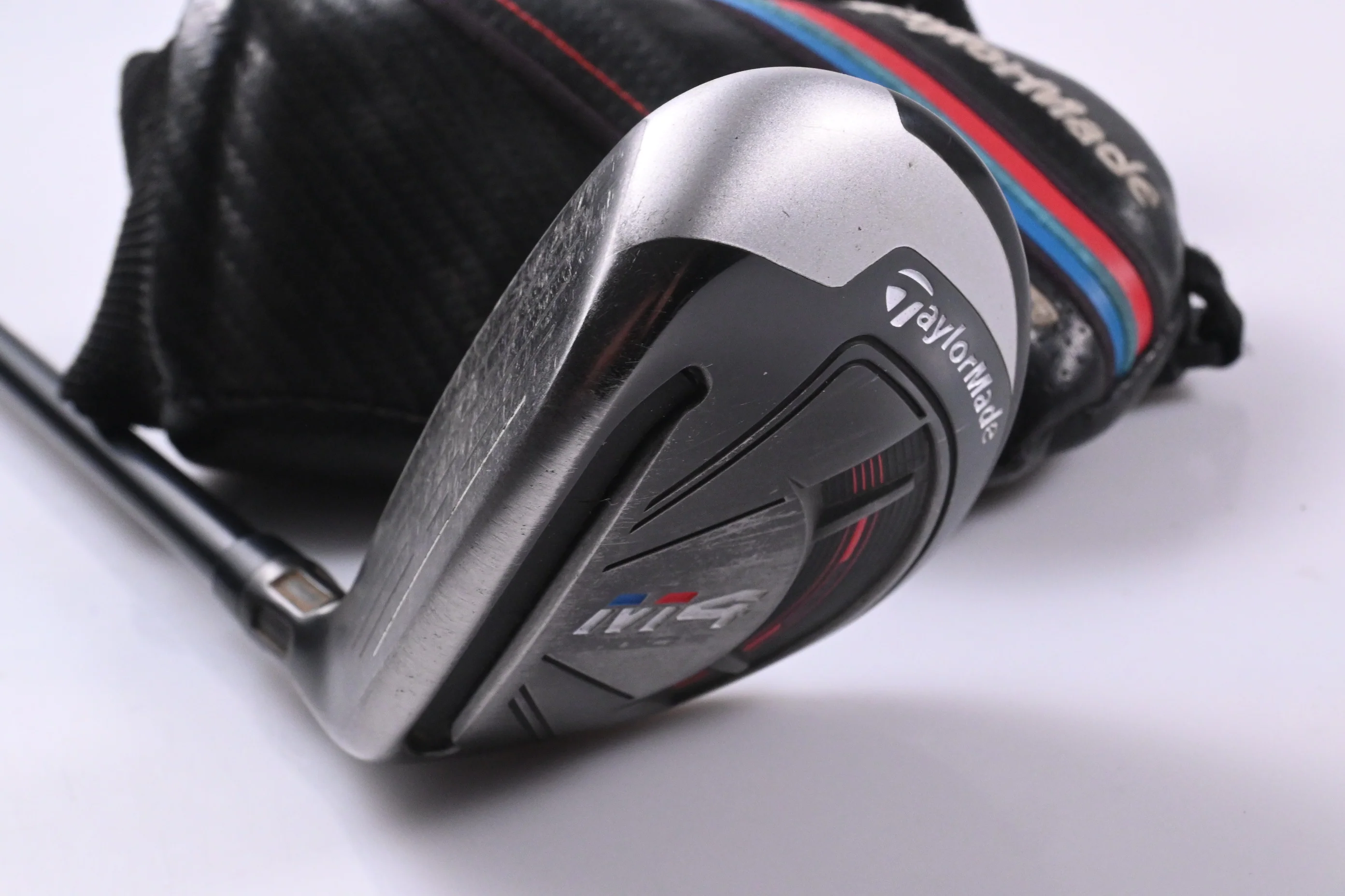 Left Hand Taylormade M4 #4 Hybrid / 22 Degree / Stiff Flex Atmos Red 7 Shaft